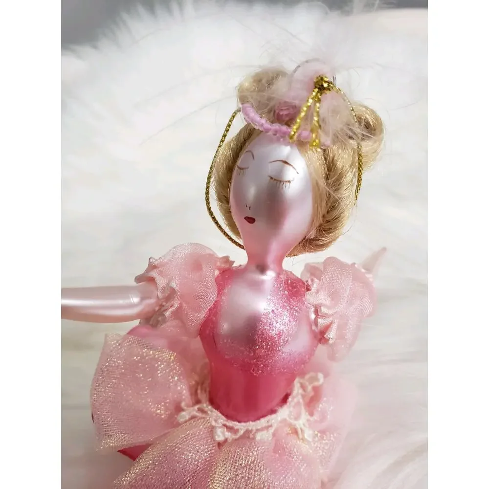 GORGEOUS Vintage Blown Glass‎ Lady Blonde Hair BALLERINA Christmas ORNAMENT swan